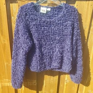 Nek Purple Popcorn Scoop Neck Fur Sweater sz Small